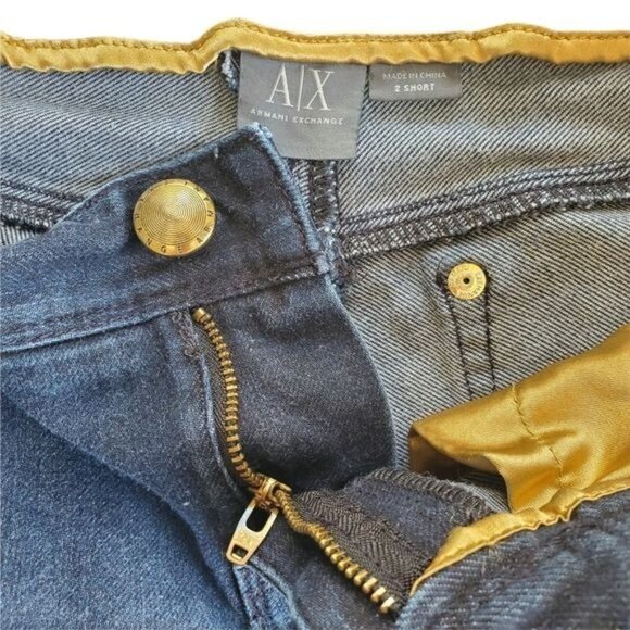 A/X ARMANI EXCHANGE Womens Jeans Size 2S Straight Distressed Low Rise Dark Wash - Picture 7 of 13